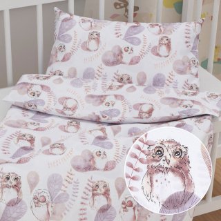 Dětské bavlněné povlečení do postýlky Sandra SA-284 Hnědé sovy - Biante.cz Dětské bavlněné povlečení do postýlky Sandra SA-284 Hnědé sovy - Biante.cz