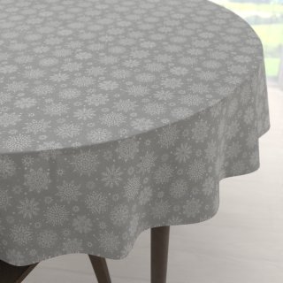 Vianočný dekoračný okrúhly obrus PML-079 Biele vločky na sivom - Biante.sk Vianočný dekoračný okrúhly obrus PML-079 Biele vločky na sivom - Biante.sk