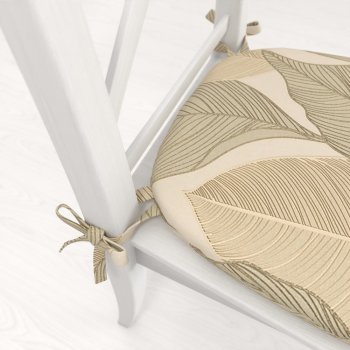Sametový oblý podsedák Tamara TMR-046 Přírodní pnoucí listy na krémovém - 39x37x3 cm - detail 1 - Biante.cz Sametový oblý podsedák Tamara TMR-046 Přírodní pnoucí listy na krémovém - 39x37x3 cm - detail 1 - Biante.cz