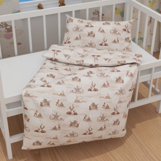 Dětské bavlněné povlečení do postýlky Sandra SA-698 Hnědá lesní zvířátka na béžovém - detail 1 - Biante.cz Dětské bavlněné povlečení do postýlky Sandra SA-698 Hnědá lesní zvířátka na béžovém - detail 1 - Biante.cz