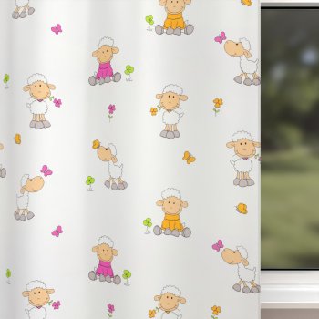 Dětský bavlněný závěs Sandra SA-728 Veselé ovečky na bílém - detail 1 - Biante.cz