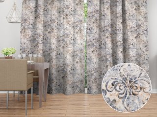 Sametový závěs na míru Tamara TMR-057 Modro-zelený zámecký vzor na krémovém - Biante.cz Sametový závěs na míru Tamara TMR-057 Modro-zelený zámecký vzor na krémovém - Biante.cz