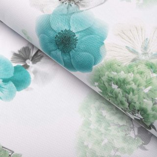 Teflonová látka na ubrusy TF-044 Tyrkysové růže na bílém - šířka 150 cm - Biante.cz