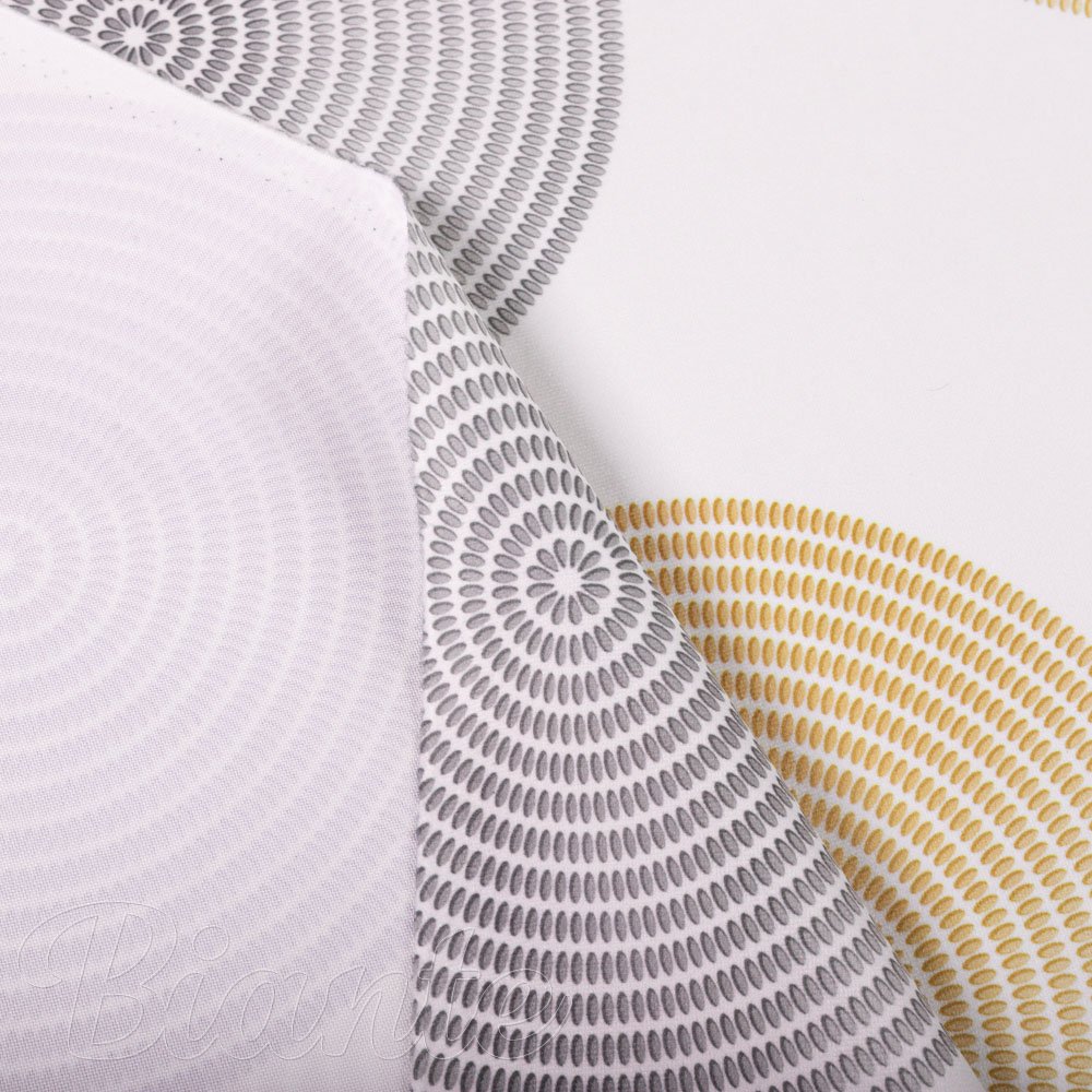 Sametová látka Tamara TMR-023 Žluté a šedé designové kruhy na smetanovém - šířka 150 cm - detail 6 - Biante.cz