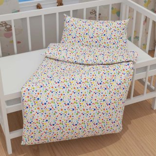 Dětské bavlněné povlečení do postýlky Sandra SA-006 Barevné puntíky na bílém - detail 1 - Biante.cz
