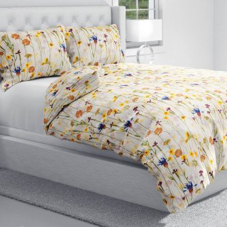 Bavlnené posteľné obliečky Sandra SA-571 Lúčne kvety na krémovom - detail 1 - Biante.sk Bavlnené posteľné obliečky Sandra SA-571 Lúčne kvety na krémovom - detail 1 - Biante.sk