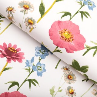 Bavlněná látka/plátno Sandra SA-667 Velké luční kvítí na bílém - šířka 160 cm - Biante.cz Bavlněná látka/plátno Sandra SA-667 Velké luční kvítí na bílém - šířka 160 cm - Biante.cz