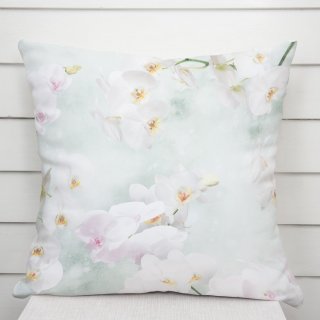 Dekoračná obliečka na vankúš PM-019 Orchidey na svetlo zelenom - Biante.sk