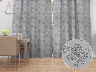 Dekoračný záves TF-083 Kvetované ornamenty na sivom - Biante.sk Dekoračný záves TF-083 Kvetované ornamenty na sivom - Biante.sk