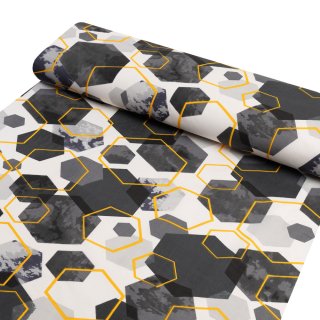 Bavlněná látka/plátno Sandra SA-568 Šedo-modrofialové mramorové hexagony na bílém - šířka 160 cm - detail 1 - Biante.cz