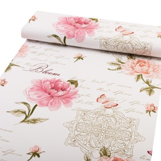 Bavlněná látka/plátno Sandra SA-683 Růžové pivoňky s motýly na bílém - šířka 145 cm - detail 1 - Biante.cz Bavlněná látka/plátno Sandra SA-683 Růžové pivoňky s motýly na bílém - šířka 145 cm - detail 1 - Biante.cz