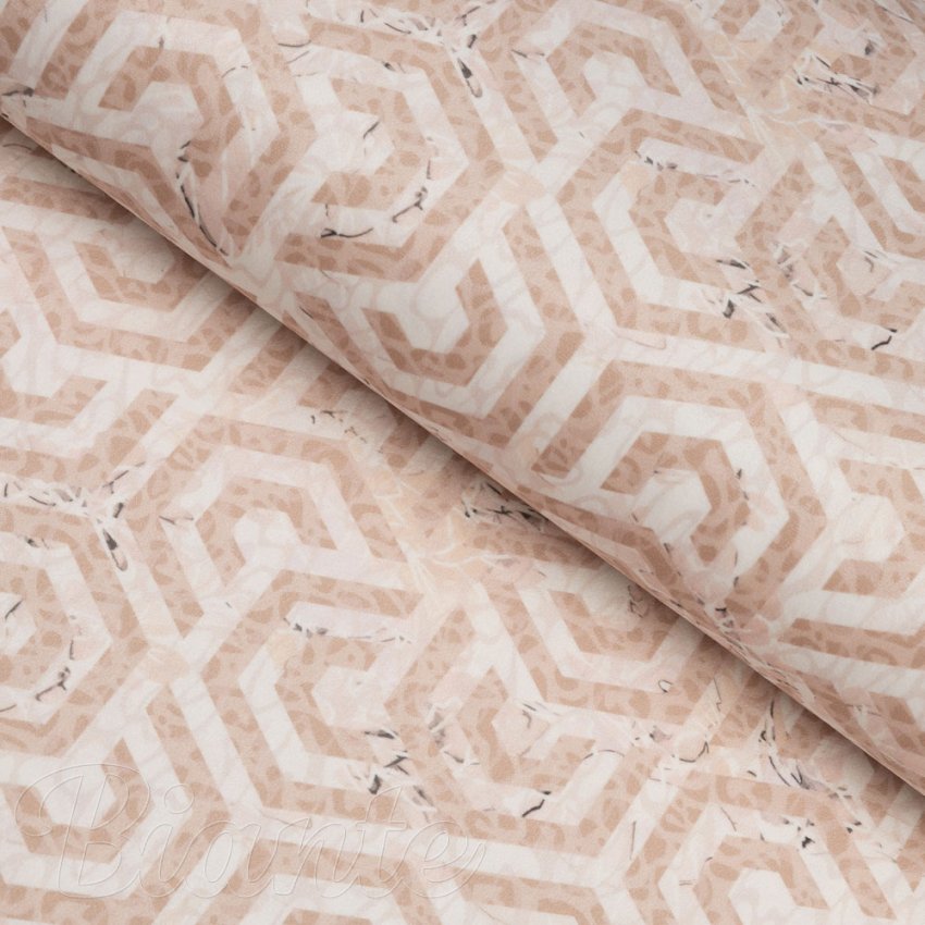 Sametová látka Tamara TMR-029 Růžovobéžové hexagony s černým žíháním - šířka 140 cm - Biante.cz