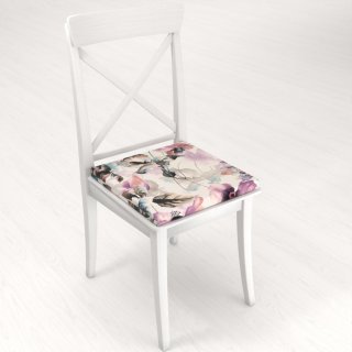 Zamatový štvorcový podsedák Tamara TMR-050 Abstraktné fialové kvety na smotanovom - 38x38x3 cm - detail 1 - Biante.sk