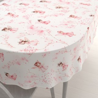 Dětský bavlněný oválný ubrus Sandra SA-684 Růžové víly na bílém - Biante.cz Dětský bavlněný oválný ubrus Sandra SA-684 Růžové víly na bílém - Biante.cz