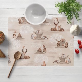 Detské bavlnené prestieranie na stôl Sandra SA-698 Hnedé lesné zvieratká na béžovom - Biante.sk Detské bavlnené prestieranie na stôl Sandra SA-698 Hnedé lesné zvieratká na béžovom - Biante.sk