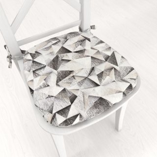 Oblý podsedák Porto PRT-008 Šedo-béžové krystaly - 39x37x3 cm - Biante.cz