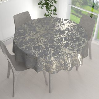 Veľký zamatový okrúhly obrus Isabela IBL-015 Zlatý mramor na svetlo sivom - detail 1 - Biante.sk