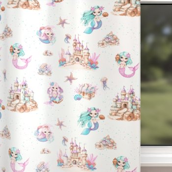 Dětský bavlněný závěs Sandra SA-567 Mořské víly a království na bílém - detail 1 - Biante.cz Dětský bavlněný závěs Sandra SA-567 Mořské víly a království na bílém - detail 1 - Biante.cz