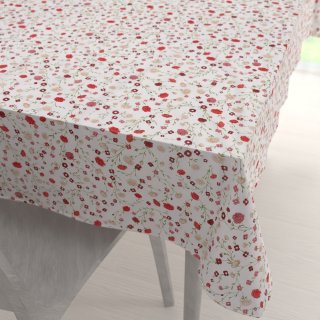 Bavlněný obdélníkový ubrus Sandra SA-719 Červeno-béžové drobné květiny na bílém - Biante.cz