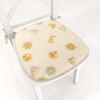 Oblý podsedák Parma PM-136 Zlato-bílé vánoční ozdoby na zlato-béžovém - 39x37x3 cm - Biante.cz Oblý podsedák Parma PM-136 Zlato-bílé vánoční ozdoby na zlato-béžovém - 39x37x3 cm - Biante.cz