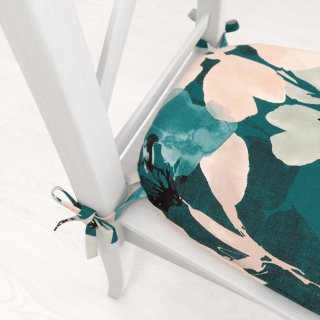 Zamatový oblý podsedák Tamara TMR-027 Veľké kvety na tmavo zelenom - 39x37x3 cm - detail 1 - Biante.sk