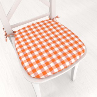 Oblý podsedák Rebeka RE-005 Oranžovo-biela kocka stredná - 39x37x3 cm - Biante.sk