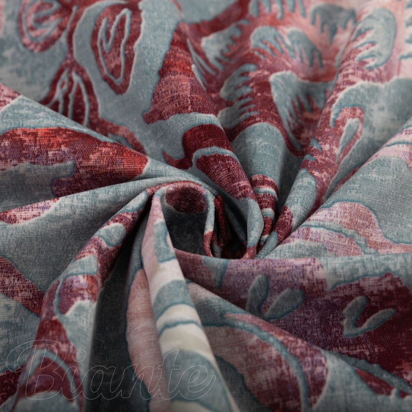 Sametová látka Tamara TMR-054 Abstraktní vínové květy na šedozeleném - šířka 150 cm - detail 4 - Biante.cz