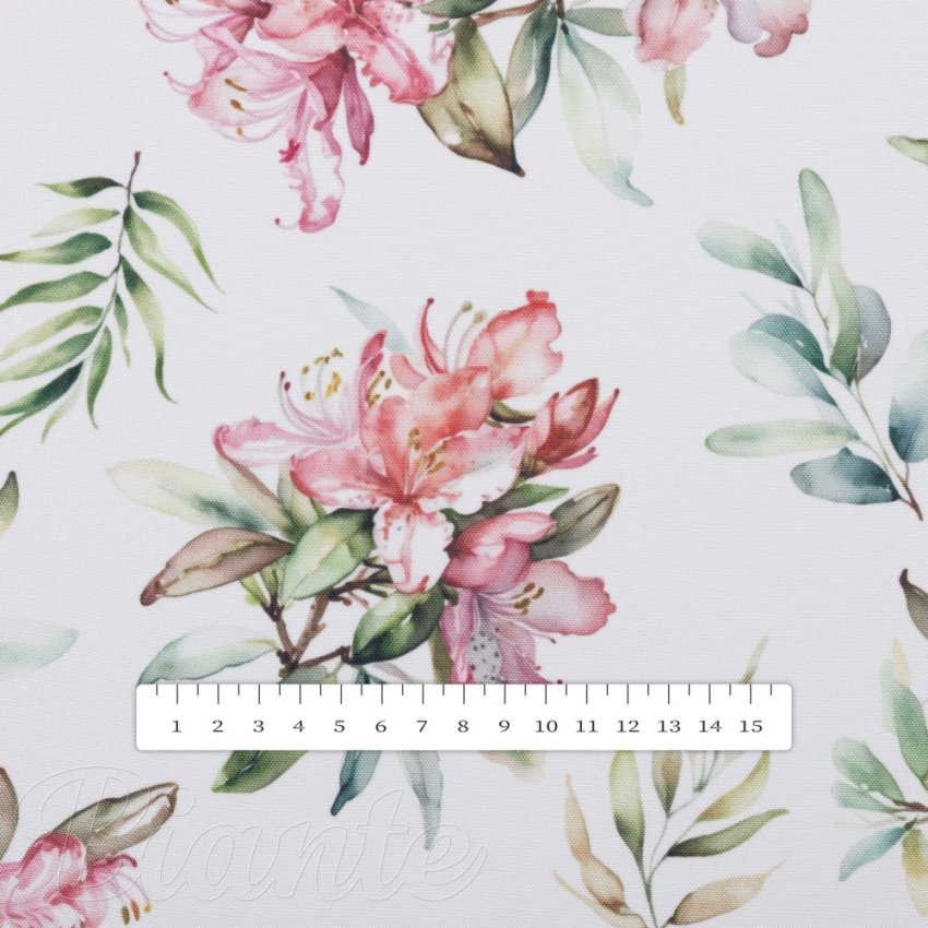 Teflonová látka na ubrusy TF-134 Akvarelové květy rododendronu na bílém - šířka 155 cm - detail 6 - Biante.cz