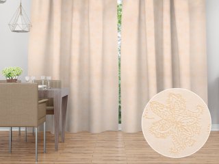 Dekoračný záves TF-099 Zlaté kvetované ornamenty na béžovom - Biante.sk