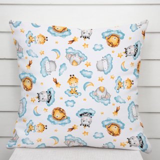Detská bavlnená obliečka na vankúš Sandra SA-693 Africké zvieratká na modrých obláčikoch na bielom - Biante.sk Detská bavlnená obliečka na vankúš Sandra SA-693 Africké zvieratká na modrých obláčikoch na bielom - Biante.sk
