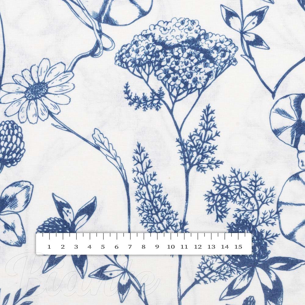 Dekorační látka PML-060 Modré luční kvítí na bílém - šířka 150 cm - detail 5 - Biante.cz