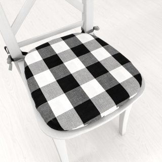 Oblý bavlněný podsedák Olivia OL-004 Černo-bílá kostka velká - 39x37x3 cm - Biante.cz