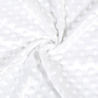 Dětská látka Minky 3D puntíky MKP-033 Sněhově bílá - šířka 150 cm