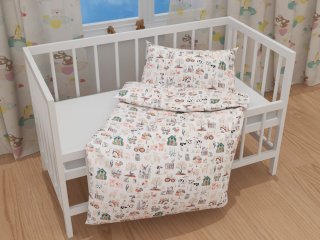 Dětské bavlněné povlečení do postýlky Sandra SA-563 Zvířátka na farmě na bílém - detail 1 - Biante.cz Dětské bavlněné povlečení do postýlky Sandra SA-563 Zvířátka na farmě na bílém - detail 1 - Biante.cz