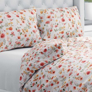 Bavlněné ložní povlečení Sandra SA-731 Červený květinový vzor na bílém - Biante.cz Bavlněné ložní povlečení Sandra SA-731 Červený květinový vzor na bílém - Biante.cz