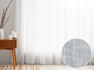 Voál krémově bílý žíhaný s olůvkem ZAC-002 výška 275 cm