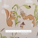 Dětská bavlněná látka/plátno Sandra SA-695 Veverky a ježci na světle béžovém - šířka 160 cm - detail 3 - Biante.cz