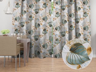 Dekoračný záves na mieru Leona LN-174 Zelené listy na režnom - Biante.sk Dekoračný záves na mieru Leona LN-174 Zelené listy na režnom - Biante.sk