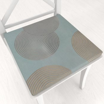 Sametový čtvercový podsedák Tamara TMR-058 Designové kruhy na modrošedém - 38x38x3 cm - Biante.cz