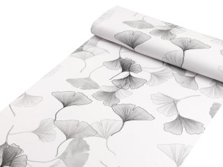 Bavlnená látka/plátno Sandra SA-512 Sivo-biele ginkgo listy na bielom - šírka 145 cm - detail 1 - Biante.sk Bavlnená látka/plátno Sandra SA-512 Sivo-biele ginkgo listy na bielom - šírka 145 cm - detail 1 - Biante.sk