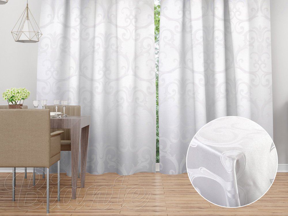 Dekorační závěs Monako PM-125 Velký zámecký vzor bílý - šířka 140 cm - Biante.cz