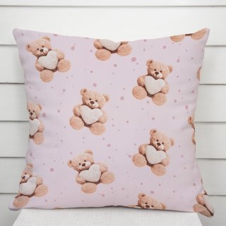 Dětský bavlněný povlak na polštář Sandra SA-723 Medvídci se srdíčky na fialkovém - Biante.cz