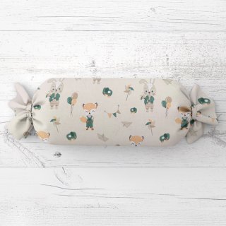Dětský polštář válec bonbon Sandra SA-701 Zajíčci a lišky s balónky - zelené na světle béžovém - Biante.cz Dětský polštář válec bonbon Sandra SA-701 Zajíčci a lišky s balónky - zelené na světle béžovém - Biante.cz