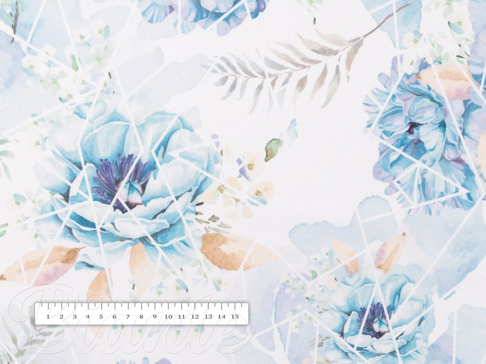 Teflonová látka na ubrusy TF-087 Modré květy na geometrickém bílém - šířka 155 cm - detail 6 - Biante.cz Teflonová látka na ubrusy TF-087 Modré květy na geometrickém bílém - šířka 155 cm - detail 6 - Biante.cz