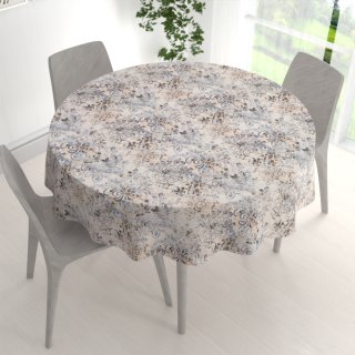 Sametový kulatý ubrus Tamara TMR-057 Modro-zelený zámecký vzor na krémovém - detail 1 - Biante.cz Sametový kulatý ubrus Tamara TMR-057 Modro-zelený zámecký vzor na krémovém - detail 1 - Biante.cz