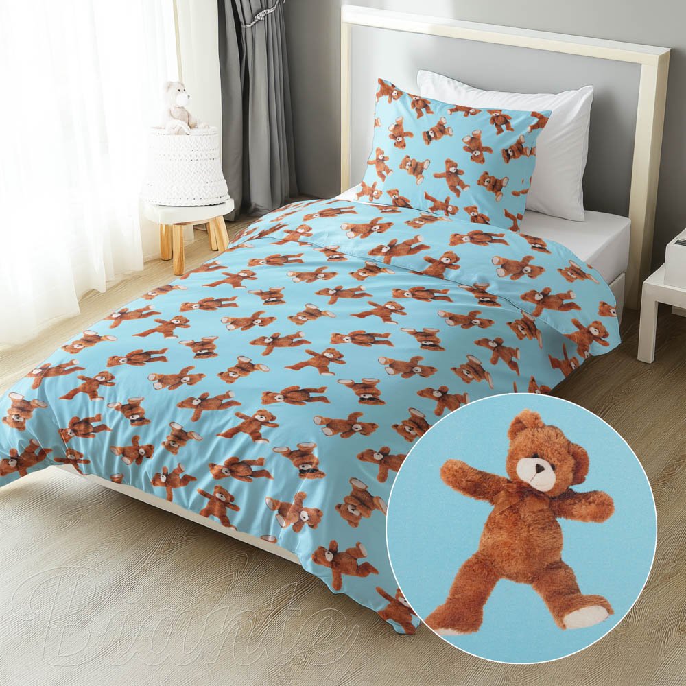 Dětské bavlněné ložní povlečení Sandra SA-724 Plyšoví medvídci na modrém - Biante.cz