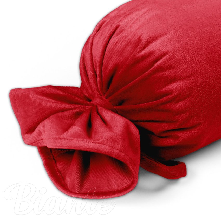 Sametový polštář válec bonbon Velvet Premium SVP-051 Sytě červený - detail 1 - Biante.cz