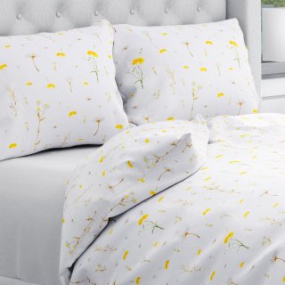 Bavlněné ložní povlečení Sandra SA-497 Žluté bylinky na bílém - Biante.cz Bavlněné ložní povlečení Sandra SA-497 Žluté bylinky na bílém - Biante.cz