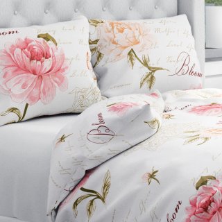 Bavlněné ložní povlečení Sandra SA-683 Růžové pivoňky s motýly na bílém - Biante.cz Bavlněné ložní povlečení Sandra SA-683 Růžové pivoňky s motýly na bílém - Biante.cz