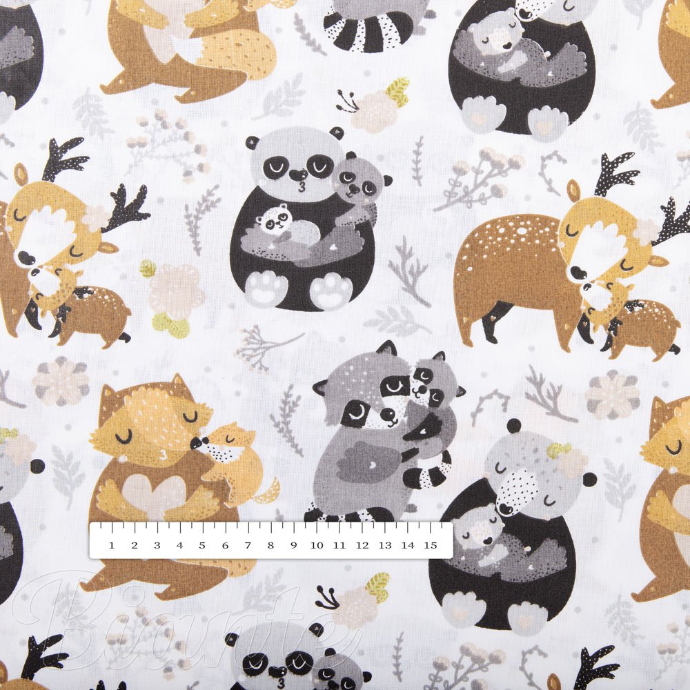 Dětská bavlněná látka/plátno Sandra SA-223 Zvířátka s mláďátky - šířka 160 cm - detail 3 - Biante.cz